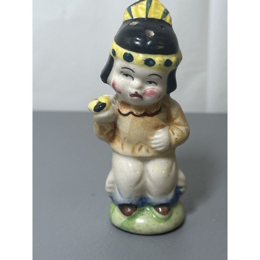Ceramic Vintage salt shaker japan Indian Child.